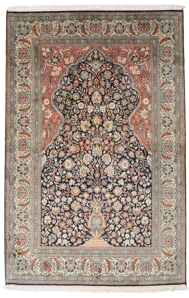 Kashmir Pura Seda Tapete 122X189 Oriental Feito A Mão Cinzento Claro/Castanho Claro (Seda, Índia)