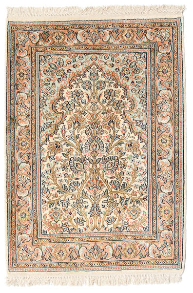Kashmir Pura Seda Tapete 65X95 Oriental Feito A Mão Bege/Castanho Claro (Seda, Índia)