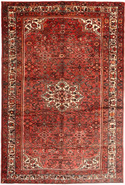 Hosseinabad Tapijt 213X321 Echt Oosters Handgeknoopt Donkerrood/Donkerbruin (Wol, Perzië/Iran)