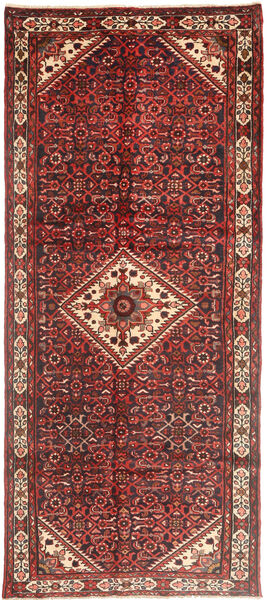 Hosseinabad Koberec 130X315 Orientální Ručně Tkaný Běhoun Tmavě Červená/Hnědá (Vlna, Persie/Írán)