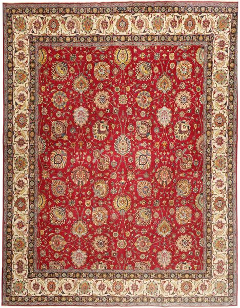 Tabriz Patina Rug 340X417 Authentic
 Oriental Handknotted Light Brown/Dark Red Large (Wool, Persia/Iran)
