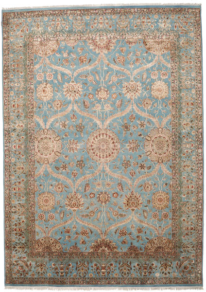 Kashan Indiai Gyapjú/Viscos Szőnyeg 290X405 Keleti Csomózású Világosszürke/Világosbarna Nagy (Gyapjú/Selyem, India)