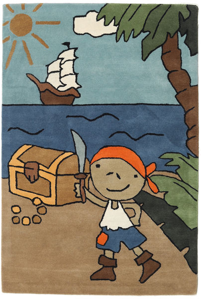 Pirate Handtufted Tapete 120X180 Moderno Castanho Claro/Azul (Lã, Índia)