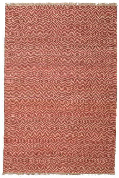 Jaque Jute Tapete 200X300 Moderno Tecidos À Mão Vermelho Escuro/Castanho Claro ( Índia)