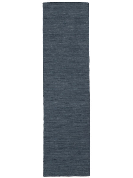 Kilim Loom - Denim Azul Tapete 80X300 Moderno Tecidos À Mão Tapete Passadeira Azul Escuro/Azul (Lã, Índia)