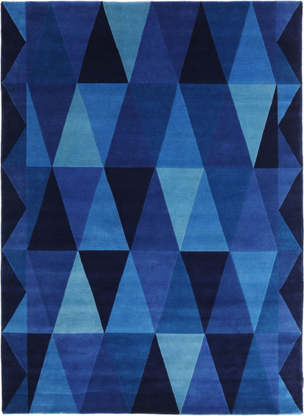 Geometric - Azul Alfombra 170X240 Moderna Hecha A Mano Azul Oscuro/Azul (Lana, India)