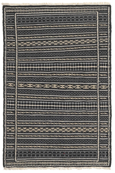 キリム ペルシャ 絨毯 80X130 オリエンタル 手織り 黒/濃いグレー/薄い灰色 (ウール, ペルシャ/イラン)