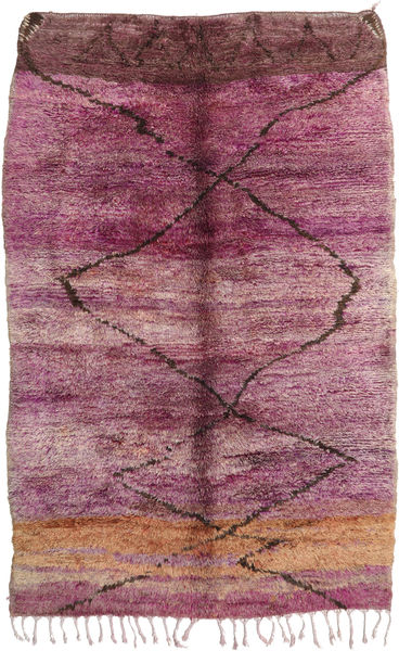 Berber Moroccan - Beni Ourain Sag 195X300 Autentični
 Moderni Ručno Uzlan Ljubičasta/Svjetloružičasta (Vuna, Maroko)