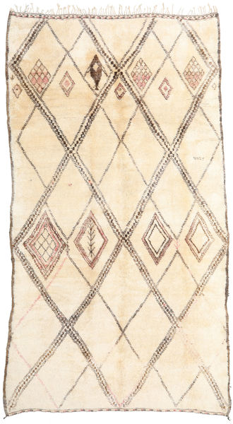 Berber Moroccan - Beni Ourain 絨毯 202X376 モダン 手織り 廊下 カーペット ベージュ/ライトピンク (ウール, モロッコ)