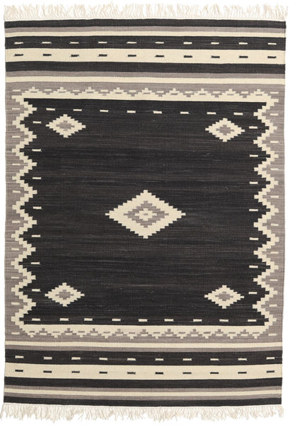 Tribal - Black Rug 140X200 Authentic
 Modern Handwoven Black/Beige (Wool, India)