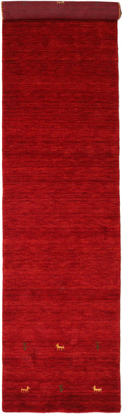 Gabbeh Loom Two Lines - Vermelho Tapete 80X350 Moderno Tapete Passadeira Vermelho/Vermelho Escuro (Lã, Índia)