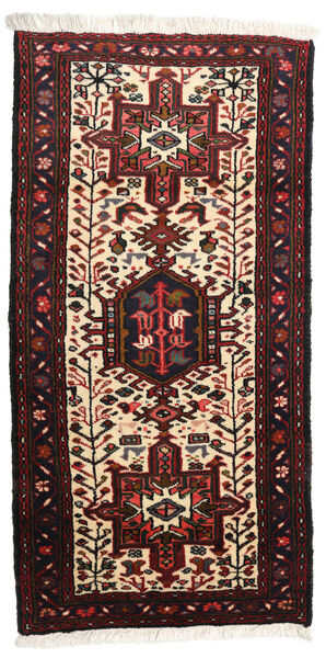 Hamadã Tapete 70X140 Oriental Feito A Mão Preto/Vermelho Escuro (Lã, Pérsia/Irão)