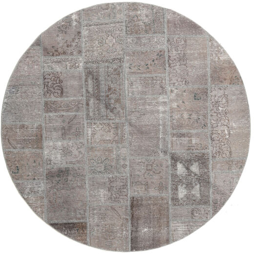 Patchwork Rug Ø 200 Authentic
 Modern Handknotted Round Light Grey/Dark Grey (Wool, Persia/Iran)