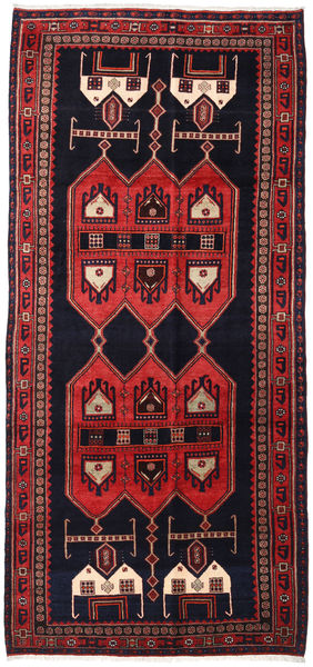 Hamadã Tapete 145X317 Oriental Feito A Mão Tapete Passadeira Porpora Escuro/Vermelho Escuro (Lã, Pérsia/Irão)