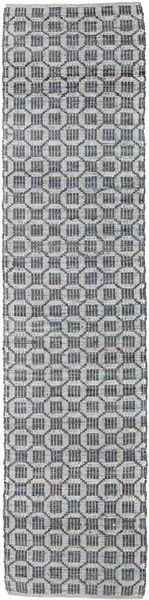 Elna - Grå Tæppe 80X350 Ægte Moderne Håndvævet Tæppeløber Lysegrå/Lilla (Bomuld, Indien)