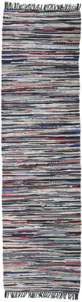 Cottolina - Noir/Multi Tapis 80X300 Moderne Tissé À La Main Tapis Couloir Gris Clair/Gris Foncé (Coton, Inde)