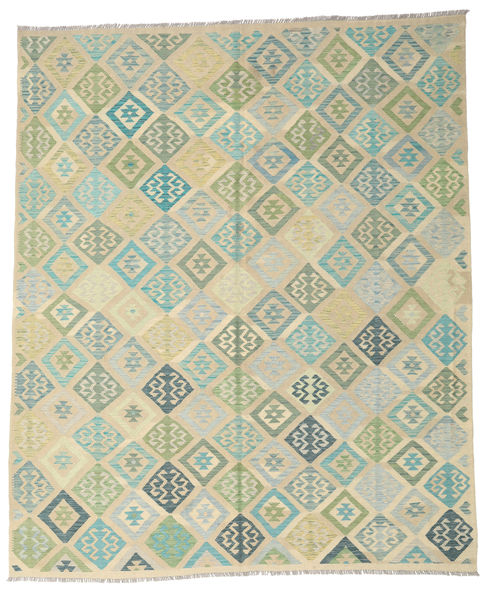 Kelim Afghan Old Style Vloerkleed 244X292 Echt Oosters Handgeweven Donkerbeige/Pastel Groen (Wol, Afghanistan)