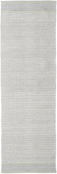 Norma - Grøn Tæppe 80X350 Ægte Moderne Håndvævet Tæppeløber Lysegrå/Hvid/Creme (Bomuld, Indien)