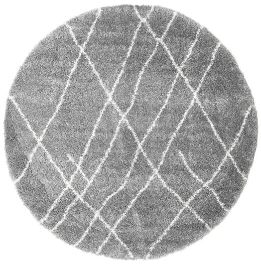 Shaggy Tangier - Grå/Vit Teppe Ø 200 Moderne Rundt Lys Grå/Mørk Brun ( Tyrkia)