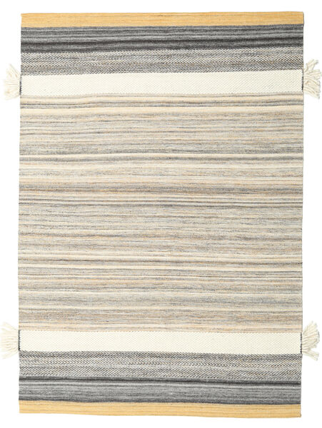 Fenix - Keltainen Matto 140X200 Moderni Käsinkudottu Vaaleanharmaa/Beige (Villa, Intia)