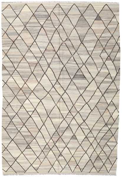 Kelim Ariana Matto 204X297 Moderni Käsinkudottu Vaaleanharmaa/Beige (Villa, Afganistan)