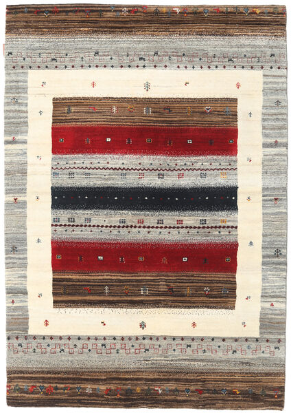 Gabbeh Loribaft Matto 132X197 Moderni Käsinsolmittu Vaaleanharmaa/Tummanruskea (Villa, Intia)