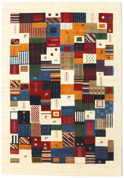 Gabbeh Loribaft Matto 138X198 Moderni Käsinsolmittu Beige/Tummanharmaa (Villa, Intia)