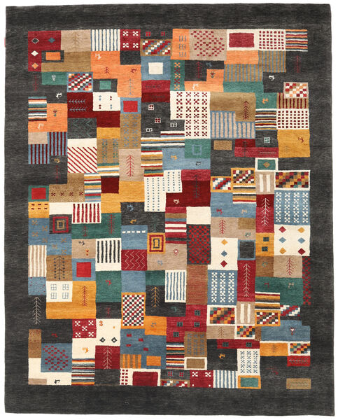 Gabbeh Loribaft Matto 205X259 Moderni Käsinsolmittu Tummanharmaa/Tummanpunainen (Villa, Intia)