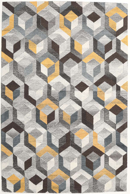 Cube Grau Gold 200x300 Carpetvista
