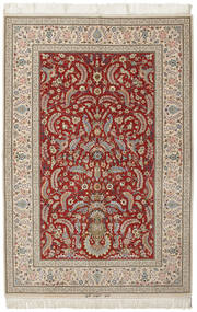 Isfahan Silk Warp Signed: Kheyri Rug 151X226 Authentic Oriental Handknotted Light Brown/Dark Red (Wool/Silk, Persia/Iran)