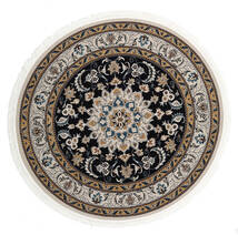Nain Mahak Tapete Ø 225 Oriental Redondo Cinza Escuro/Castanho Claro ( Turquia)