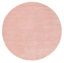 Handloom - 핑크색 러그 Ø 100 모던 원형 라이트 핑크 (울, 인도)