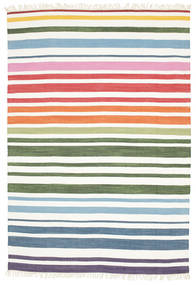 Rainbow Stripe - Branco Tapete 160X230 Moderno Tecidos À Mão Branco/Creme/Laranja (Algodão, Índia)