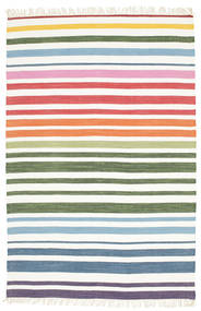 Rainbow Stripe - Blanc Tapis 140X200 Moderne Tissé À La Main Beige/Blanc/Crème (Coton, Inde)
