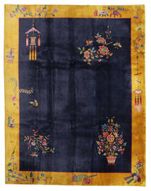China Antique: Art Deco 1920 Rug 280X355 Authentic
 Oriental Handknotted Dark Blue/Yellow Large (Wool, China)