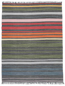 Rainbow Stripe - Grijs Tapijt 250X300 Echt Modern Handgeweven Donkergrijs/Olijfgroen Groot (Katoen, India)