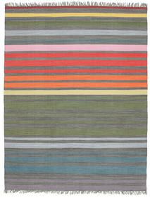 Rainbow Stripe - Grijs Tapijt 200X250 Echt Modern Handgeweven Donkergrijs/Olijfgroen (Katoen, India)