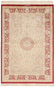 Ghom Seda Assinado: Ghom Kabiri Tapete 100X147 Oriental Feito A Mão Castanho Claro/Bege Escuro (Seda, Pérsia/Irão)