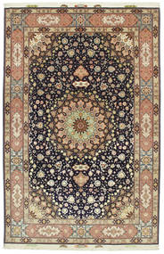 Tabriz 60 Raj 실크 워프 Signed: Hassanzadeh 러그 200X302 정품
 오리엔탈 수제 라이트 브라운/다크 퍼플 (울/실크, 페르시아/이란)