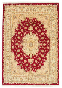 Tabriz 50 Raj Matta 170X263 Äkta Orientalisk Handknuten Gul/Ljusbrun (Ull/Silke, Persien/Iran)