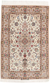 Isfahan Jedwabna Osnowa Dywan 108X164 Orientalny Tkany Ręcznie Jasnobrązowy/Brązowy/Beżowy (Wełna/Jedwab, Persja/Iran)