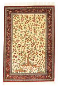 Qum Silk Signed: Motevasel Rug 101X153 Authentic Oriental Handknotted Beige/Light Brown (Silk, Persia/Iran)
