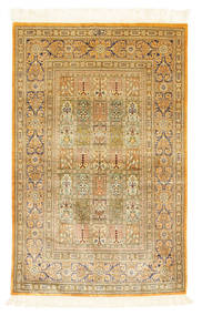 Qum Silk Rug 77X120 Authentic Oriental Handknotted Light Brown/Brown (Silk, Persia/Iran)