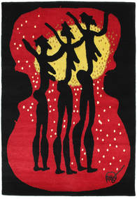 Dance Vloerkleed 100X140 Echt Modern Handgeknoopt Zwart/Rood (Wol, India)