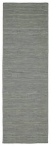 Kelim Loom - Tummanharmaa Matto 80X250 Moderni Käsinkudottu Käytävämatto Vaaleanharmaa/Tummanvihreä (Villa, Intia)