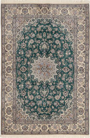 Nain 6La Tapete 124X185 Oriental Feito A Mão Cinza Escuro/Cinzento Claro/Turquesa Escuro/Castanho Claro (Lã/Seda, Pérsia/Irão)