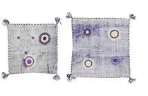 베개 커버 Vintage Relief 러그 60X60 정품 오리엔탈 수제 사각형 라이트 퍼플/라이트 그레이 (울, 터키)