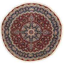 Tabriz 50 Raj Silk Warp Rug Ø 295 Authentic
 Oriental Handknotted Round Dark Red/Light Brown Large (Wool/Silk, Persia/Iran)
