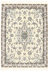 Nain 6La Tapete 101X139 Oriental Feito A Mão Bege/Cinza Escuro (Lã/Seda, Pérsia/Irão)