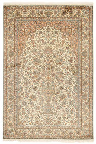 Kashmir Pura Seda Tapete 126X189 Oriental Feito A Mão Bege/Castanho Claro (Seda, Índia)